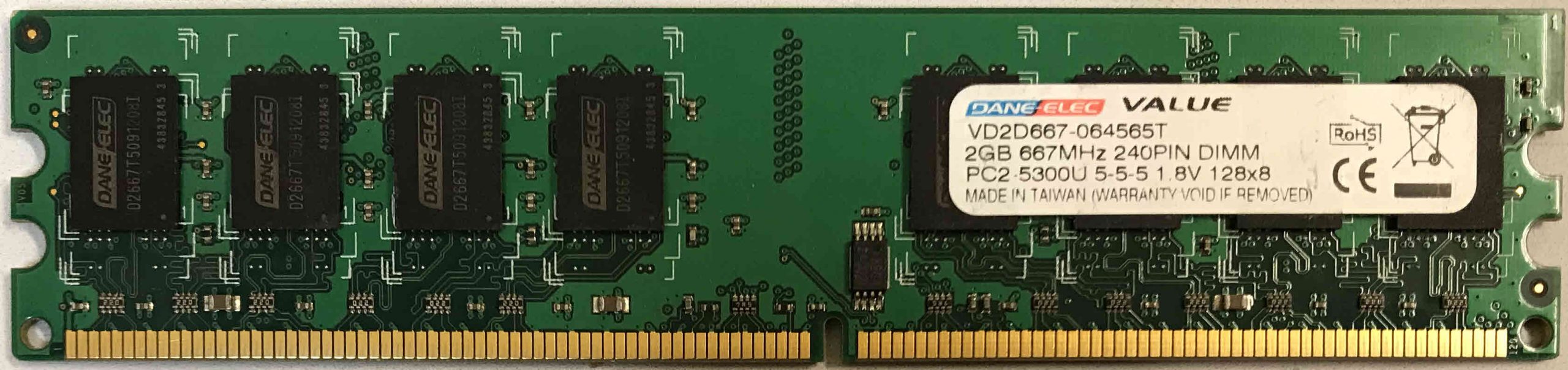 2GB 2Rx8 PC2-5300U-5-5-5 DaneElec