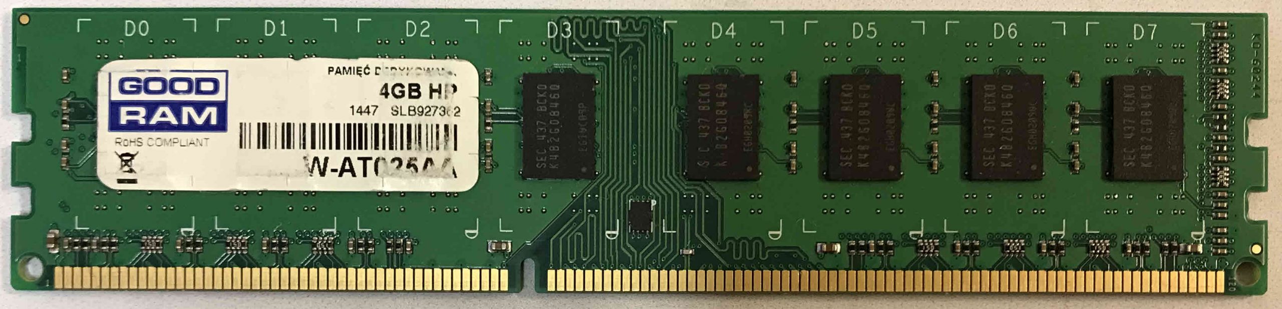 4GB 2Rx8 PC3-10600U GoodRam W-AT025AA