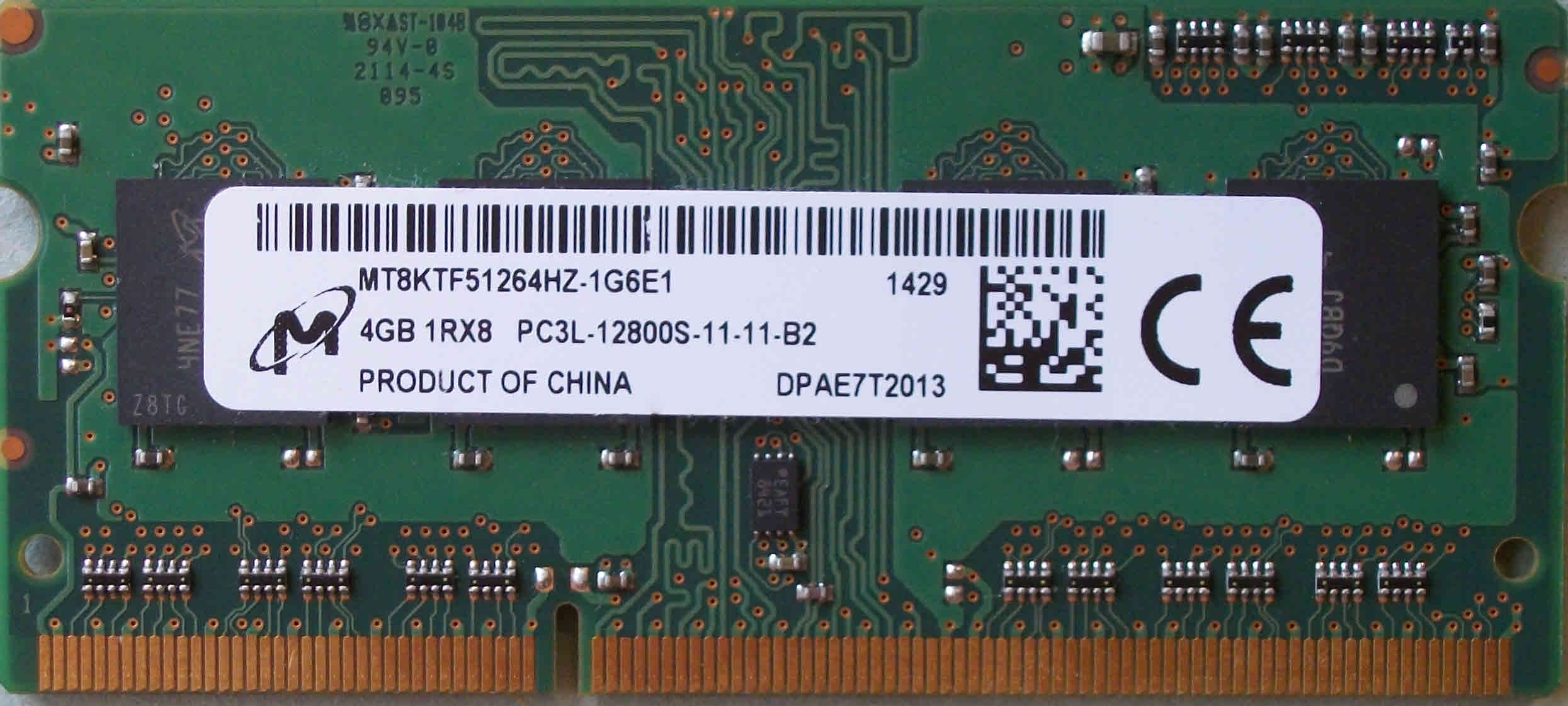 4gb 1rx8 Pc3 10600s 09 11 B2 4GB 1Rx8 PC3L-12800S-11-11-B2 Micron – Arbeitsspeicher RAM