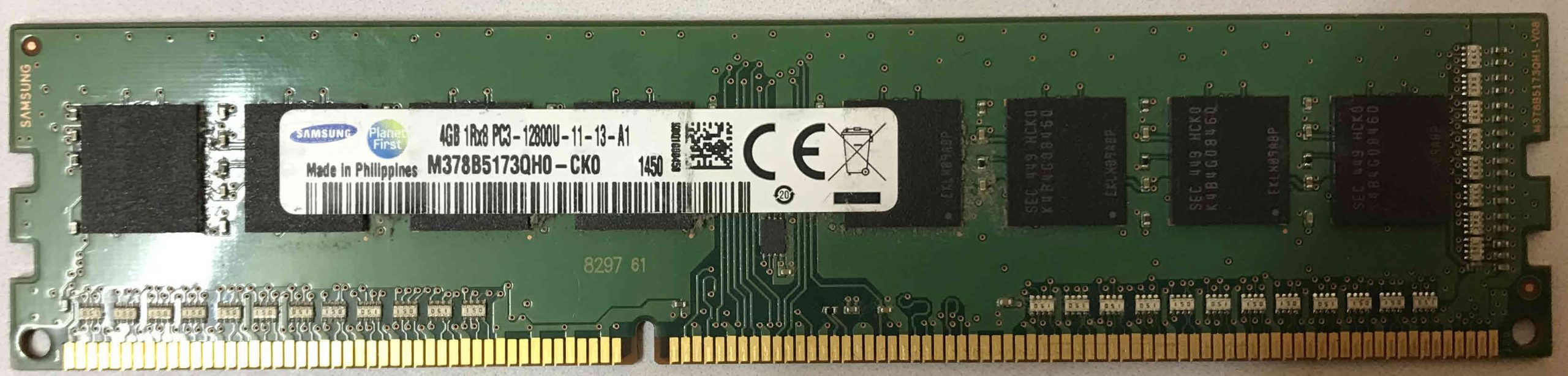 4GB 1Rx8 PC3-12800U-11-13-A1 Samsung
