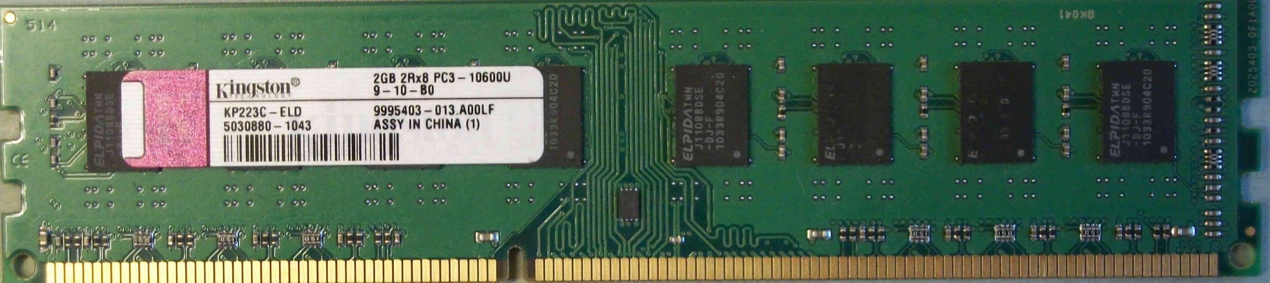 2GB 2Rx8 PC3-10600U-9-10-B0 Kingston