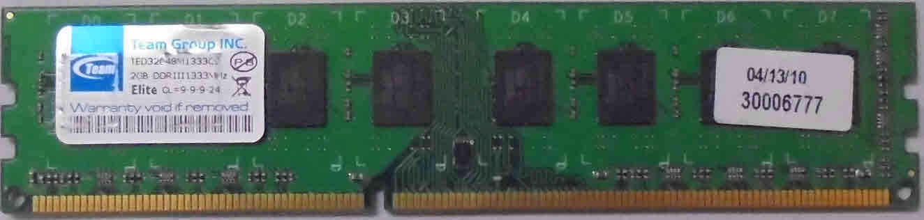 2GB 2Rx8 PC3-10600U Team Group Elite