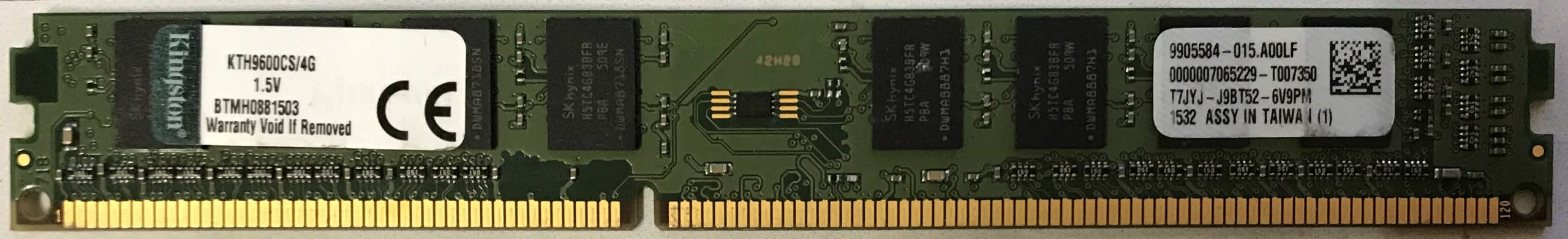 4GB 1Rx8 PC3-12800U Kingston low profile