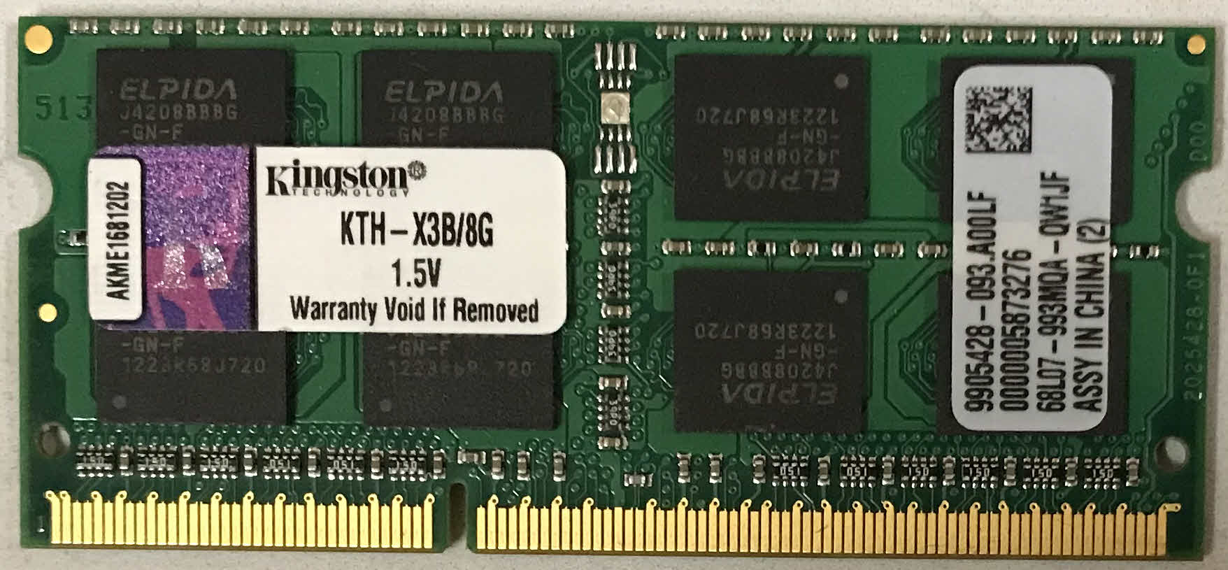 8GB 2Rx8 PC3-10600S Kingston