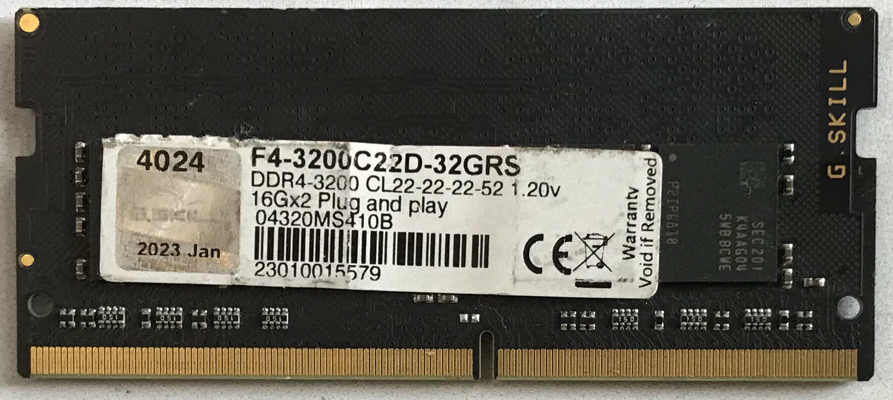 16GB 2Rx8 PC4-3200 G.Skill Ripjaws