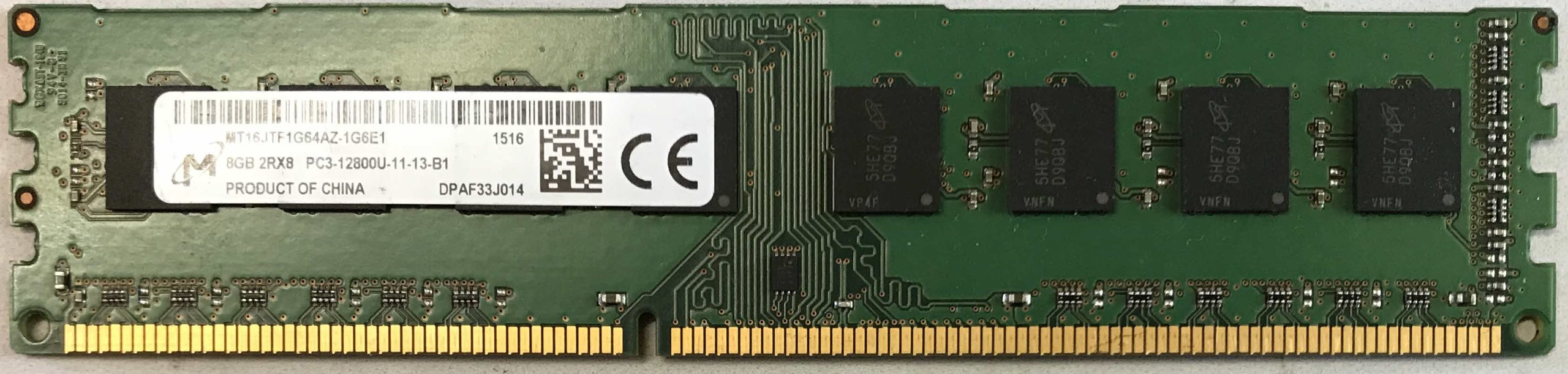 8GB 2Rx8 PC3-12800U-11-13-B1 Micron